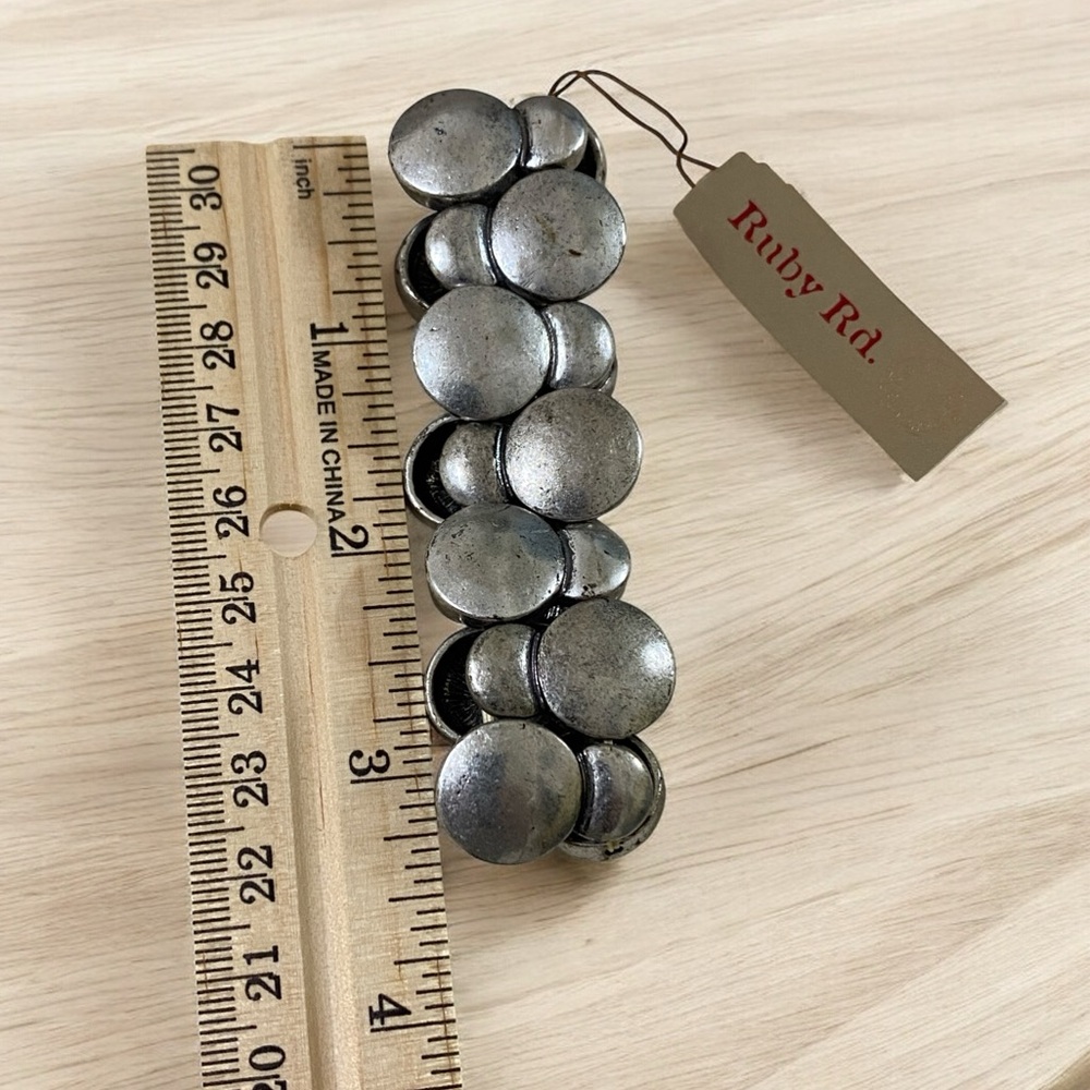 Ruby Rd. stretch silver tone disc bracelet - Picture 8 of 10